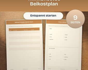 Beikostplan zum Ausdrucken, Breifahrplan BLW Lebensmittel Tabelle 6 bis 12 Monate, PDF Vorlage