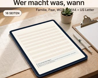 Putzplan zum Ausdrucken, Reinigungsplan Vorlage, Haushaltsplan Kinder, Familien Wochenplan, Belohnungssystem PDF