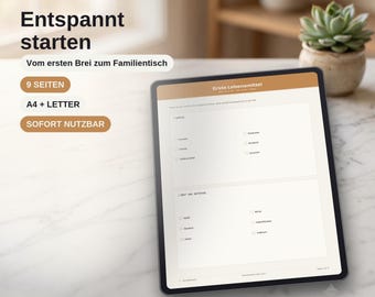 Beikostplan zum Ausdrucken, Breifahrplan BLW Lebensmittel Tabelle 6 a 12 meses, PDF Vorlage