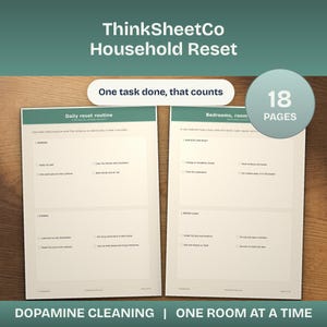 Household Reset Printable, ADHD Cleaning Planner, Dopamine Chore List, Low Energy Home Routine
