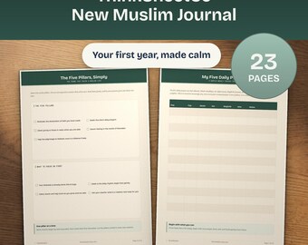 New Muslim Journal, Revert to Islam Planner, First Year Guide, Salah Dua Ramadan Tracker, Undated