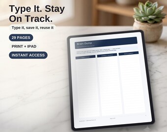 Daily Focus Planner Fillable PDF, ADHD Undated Time Blocking, Emotional Toolkit, Neurodivergent Adults (A4 + Letter), Editable PDF