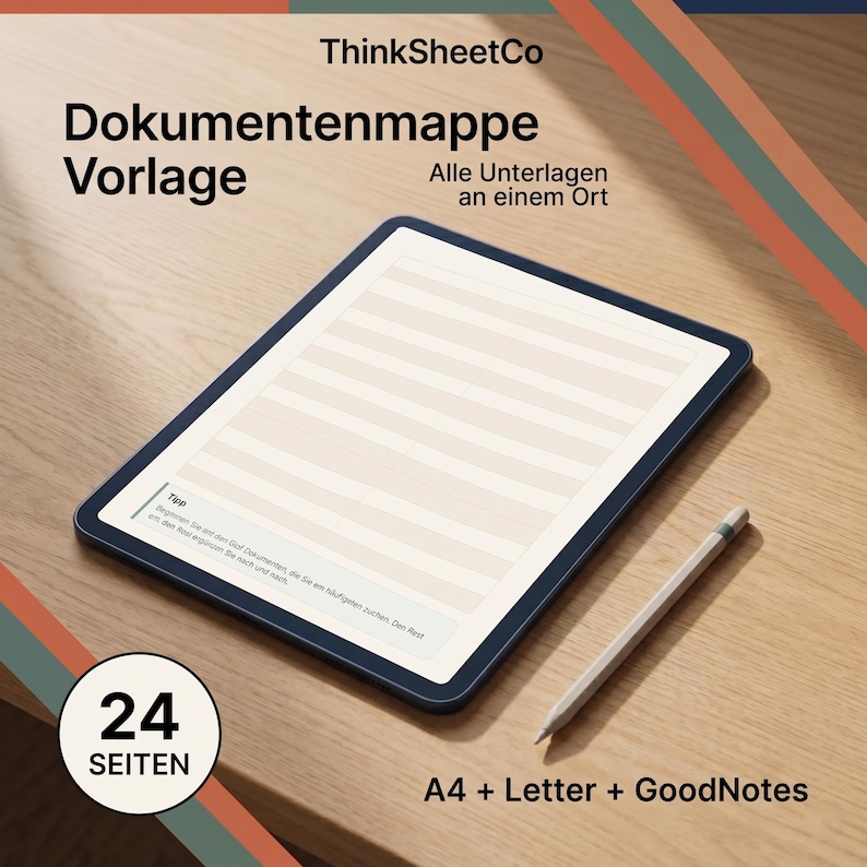 Dokumentenmappe Vorlage zum Ausdrucken, Wichtige Dokumente Ordner Familie, Unterlagen Organisieren PDF, Dokumenten Organizer A4 image 1
