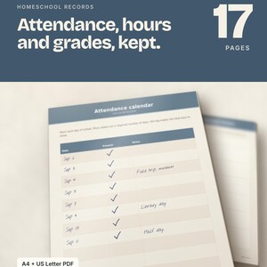 Documents imprimables pour la tenue de registres en instruction à domicile : suivi des présences, registre des notes, formulaires de rapport de portfolio