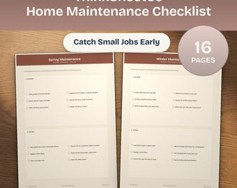 Home Maintenance Checklist Printable, Seasonal Upkeep Schedule, Repair Log, Appliance Care Tracker PDF