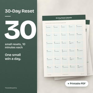 30 Day Cleaning Challenge, Home Reset Calendar, Daily Tidy Cards, Streak Tracker, Declutter Routine PDF