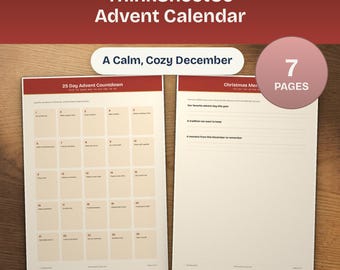 Advent Calendar Printable, 25 Day Christmas Countdown, Kids Holiday Activity Cards, Family December Traditions (A4 Letter)