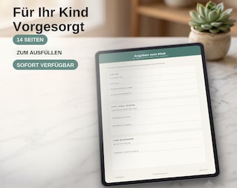 Notfallordner Alleinerziehende zum Ausfüllen, Vorsorge Vorlage Eltern, Kind Betreuung Sorgerecht, Notfallmappe PDF, Digitaler Nachlass