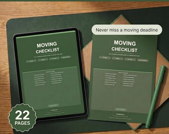 Moving Checklist Printable, 8 Week Countdown PDF, Packing List, Address Change Log, New Home (A4 + Letter)