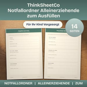 Notfallordner Alleinerziehende zum Ausfüllen, Vorsorge Vorlage Eltern, Kind Betreuung Sorgerecht, Notfallmappe PDF, Digitaler Nachlass
