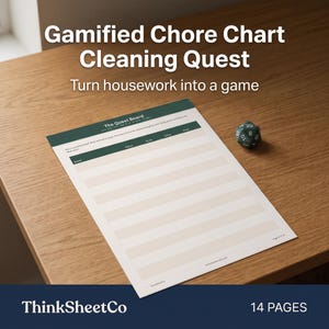 Gamified Chore Chart, ADHD Quest Board for Adults, RPG Cleaning Printable, Dopamine Reward System, Neurodivergent