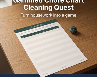 Gamified Chore Chart, ADHD Quest Board for Adults, RPG Cleaning Printable, Dopamine Reward System, Neurodivergent