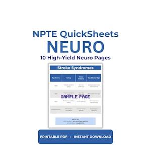 NFTE Neuro Quicksheets | Physiotherapie Studienführer PDF | Neurologie Spickzettel
