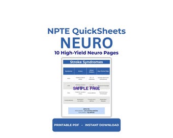 NPTE Neuro QuickSheets | Physical Therapy Study Guide (PDF)