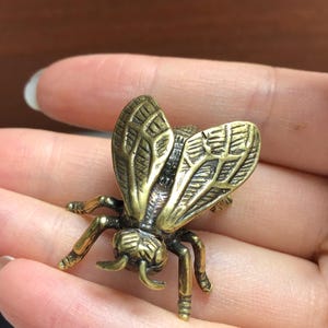 2 Vintage Brass Honey Insect Figurine Retro Mini Bug Desk Decor Collectible