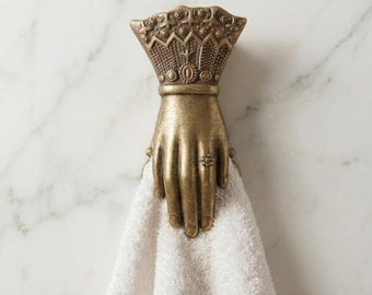 Pinza de mano de latón antiguo, soporte para toallas, clip de pared, pinza de papel con forma de mano ornamentada, marcapáginas para diario, álbum de recortes, regalo para amantes de los libros, decoración.