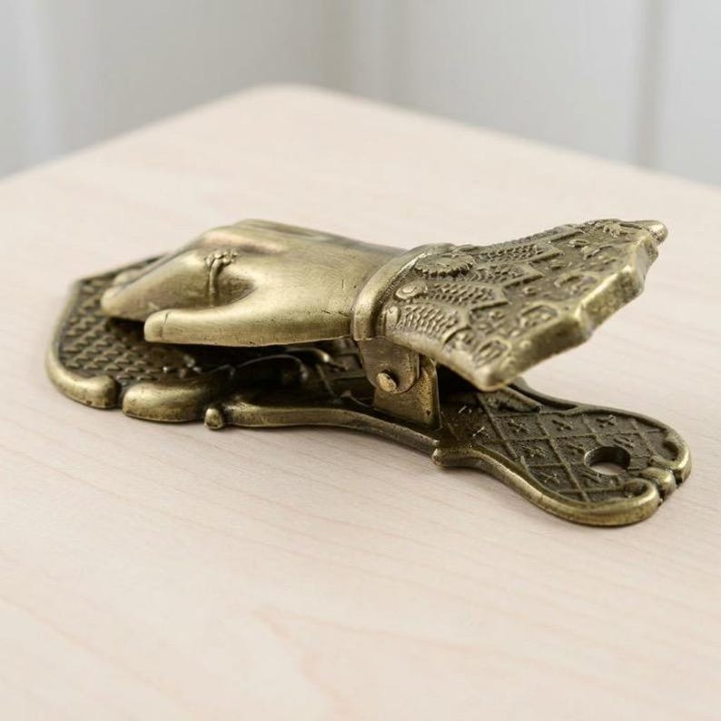 Antique Brass Hand Clip, Towel Holder, Wall Clip, Ornate Hand Paper Clip, Journal Bookmark, Scrapbooking Gift, Book Lover Decor image 2
