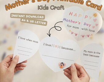 Tarjeta del Día de la Madre para Niños, Imprimible del Día de la Madre, Tarjeta del Día de la Madre para Colorear, Tarjeta del Día de la Madre para Dibujar Gratis, Plantillas de Manualidades para Niños sobre Mamá