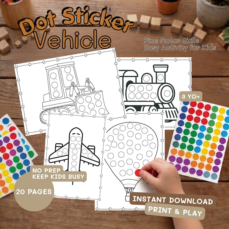 Dot Sticker Vehicles Printable for Kids | Toddler Fine Motor Activity ...