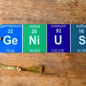 Genius bookmark, Chemical elements, periodic table, geek gift