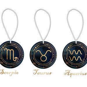 Star sign constellation Air Freshener, for car or home use, stocking filler, both sides printed, add your favourite scent