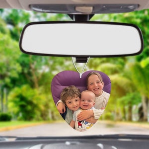 Custom Photo, personalised Air Freshener, heart shape, both sides printed, add your favourite scent, photo image, special occasion gift