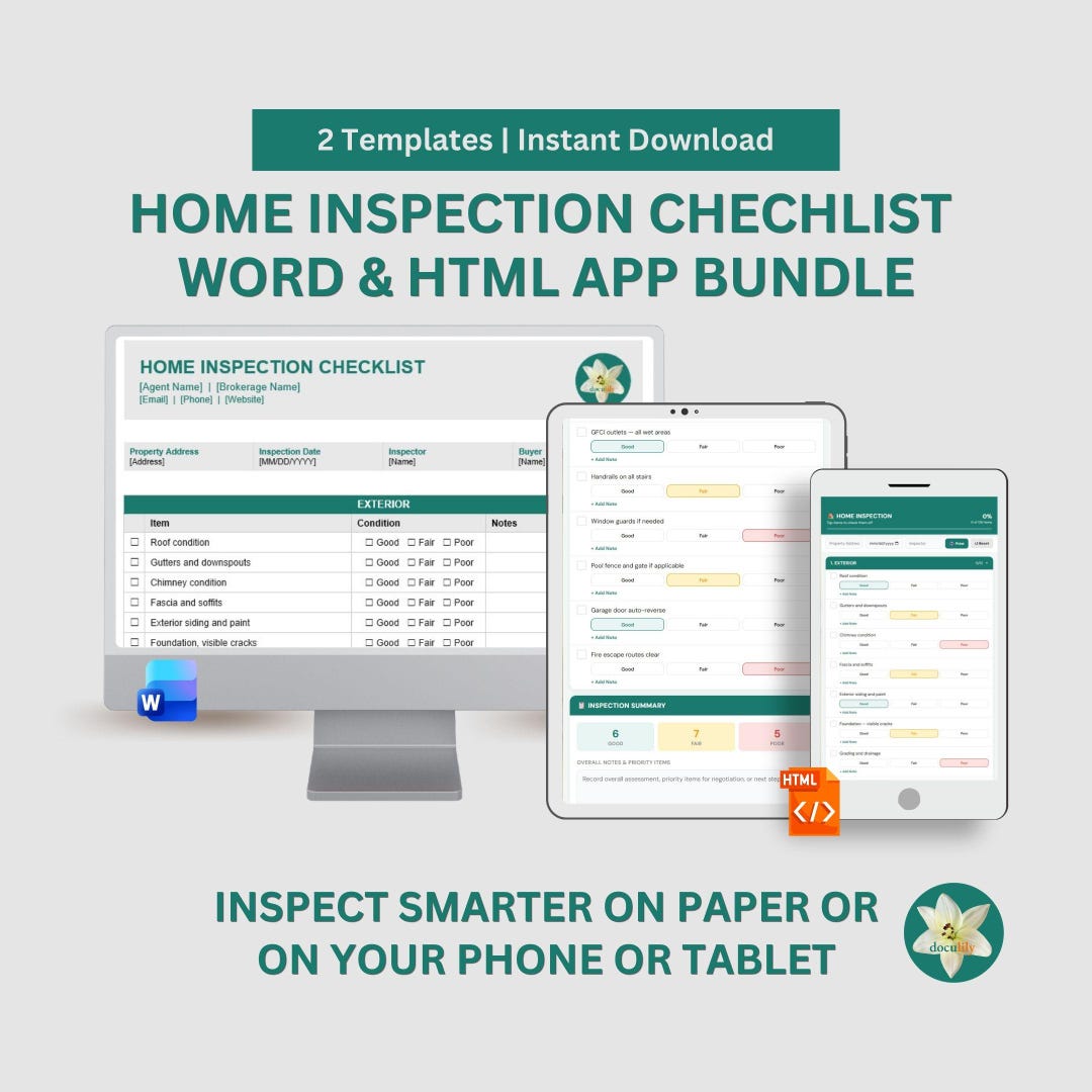 Home Inspection Checklist Template Word | Editable Real Estate ...