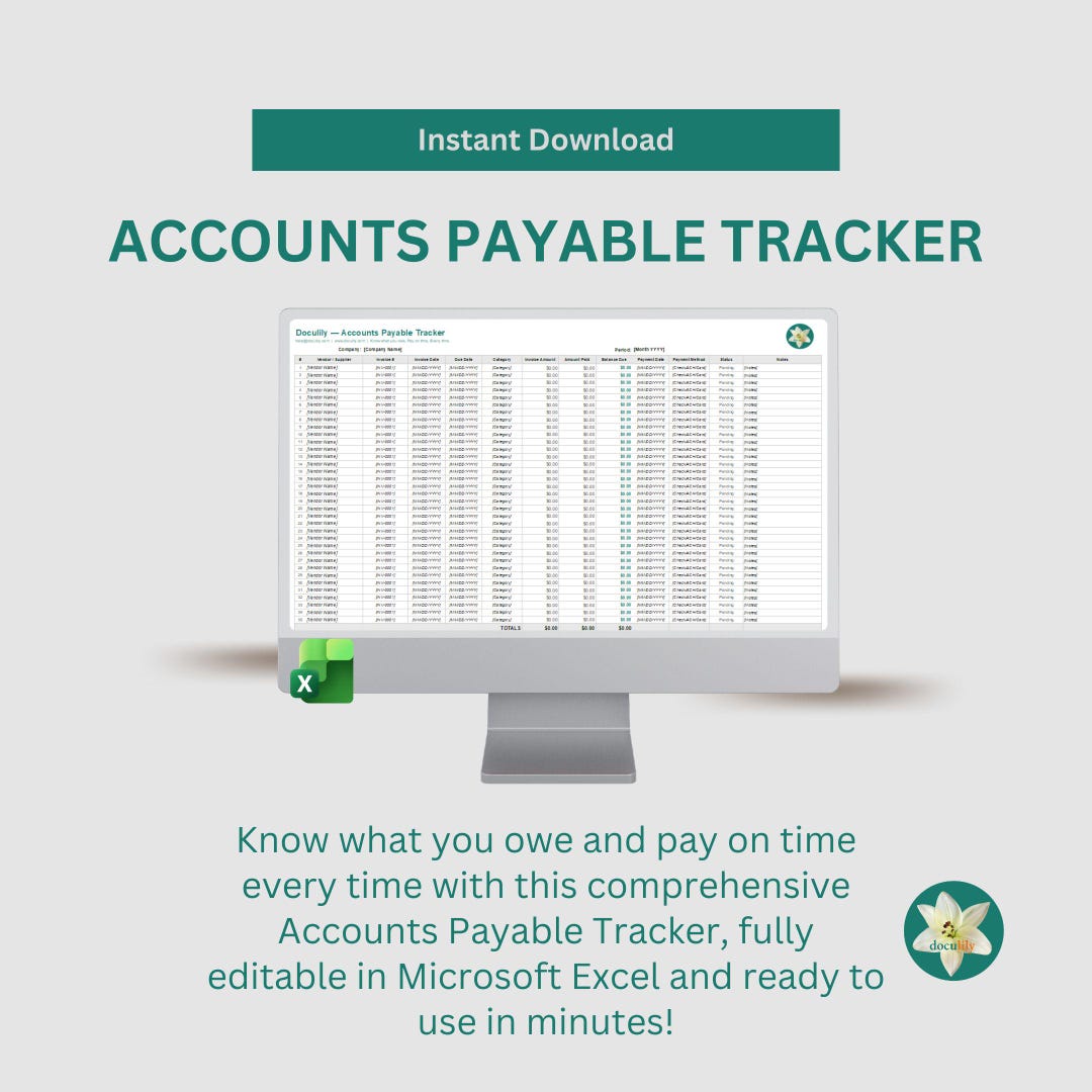 Sample Payable Tracker Accounts Payable Tracker | Excel Template | Instant Download - Etsy Canada