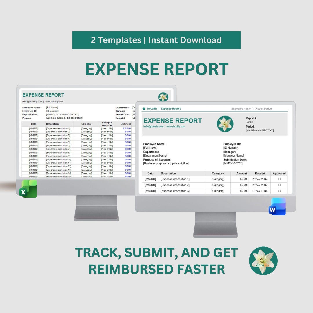 Expense Report Template Word & Excel | Business Expense Tracker ...