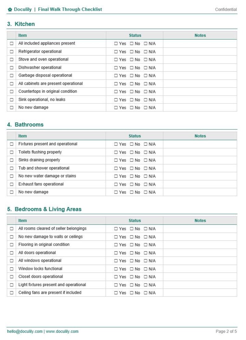 Final Walk Through Checklist Word | Editable Real Estate Agent Template ...