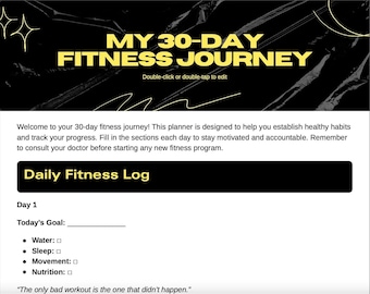 A Beginner's 30-Day Fitness Planner