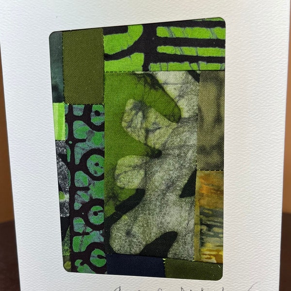 Fabric Art Card//Handmade Blank Card//Art Quilt Card//Textile Art Card//Original Art Card//Fiber Art Card//Mini Quilt