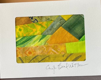 Mini Quilt//Fabric Art Card//Art Quilt Note Card//Blank Card//Quilt Card//Handmade Card