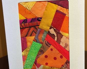 Art Quilt Card//Mini Quilt//Original Art Card//Collage Art Card//Frameable Quilt//Small Quilt//Blank Card//Free Shipping