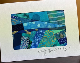 Collage Art Quilt Card//Handmade Blank Card//Original Design Art Card//Mini Quilt//Quilt Card//Textile Art Card