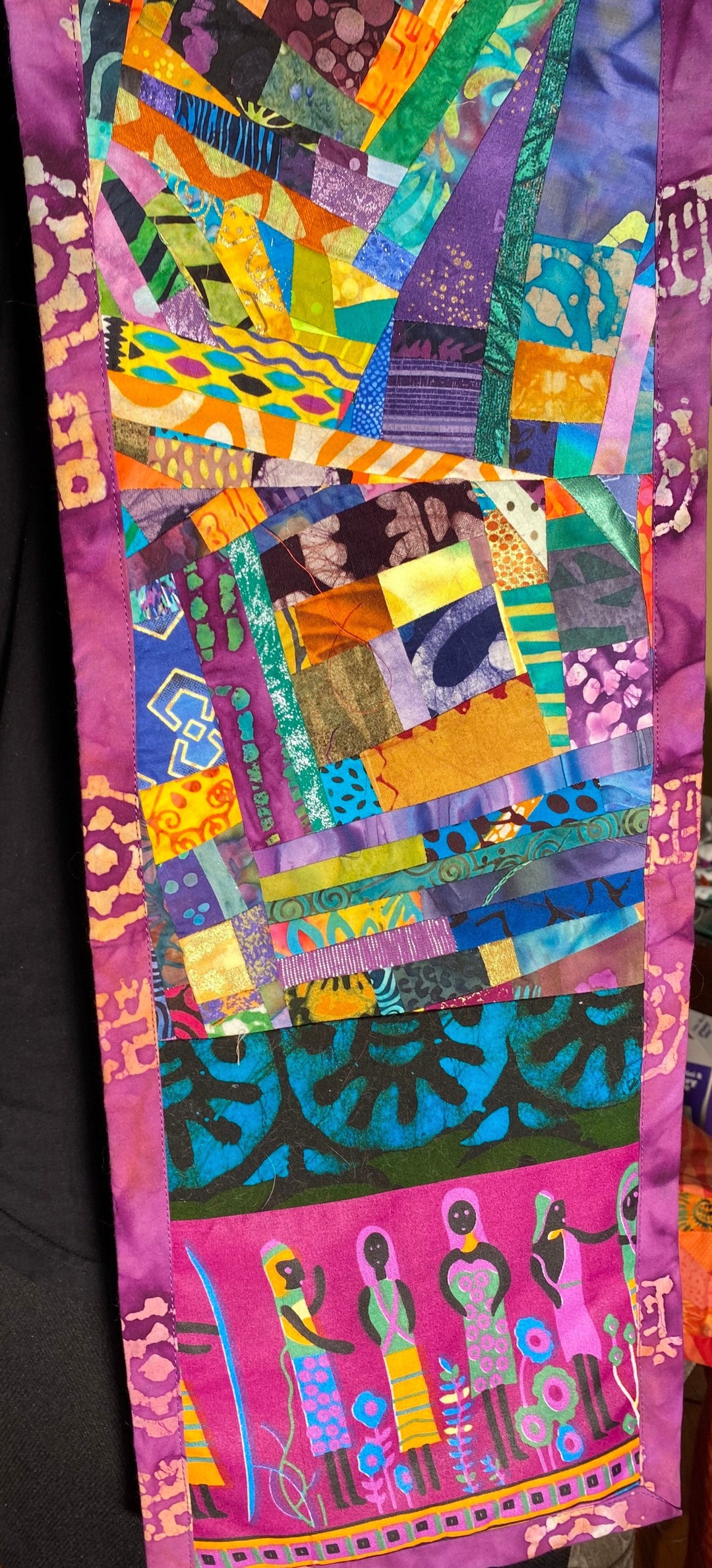 African Women Art Quilt: Batik Wax Print Collage Wall Hanging - Etsy