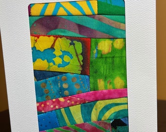 Fabric Art Card//Handmade Blank Card//Art Quilt Card//Textile Art Card//Original Art Card//Fiber Art Card//Mini Quilt