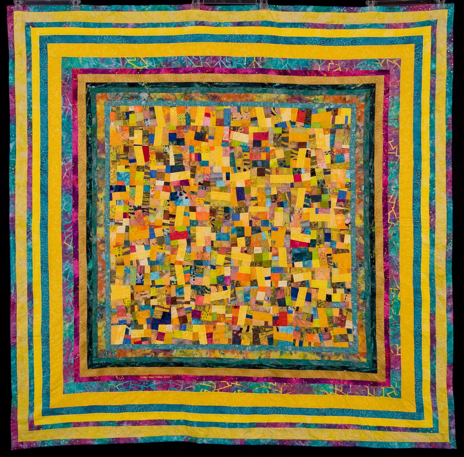 Large Modern Art Quilt Wall Hanging//sun Day//fine Art Quilt in Yellows