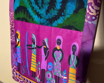 African Women Art Quilt Collage Wallhanging//African Batik and Wax Print Wallhanging//SISTERS//Free Shipping