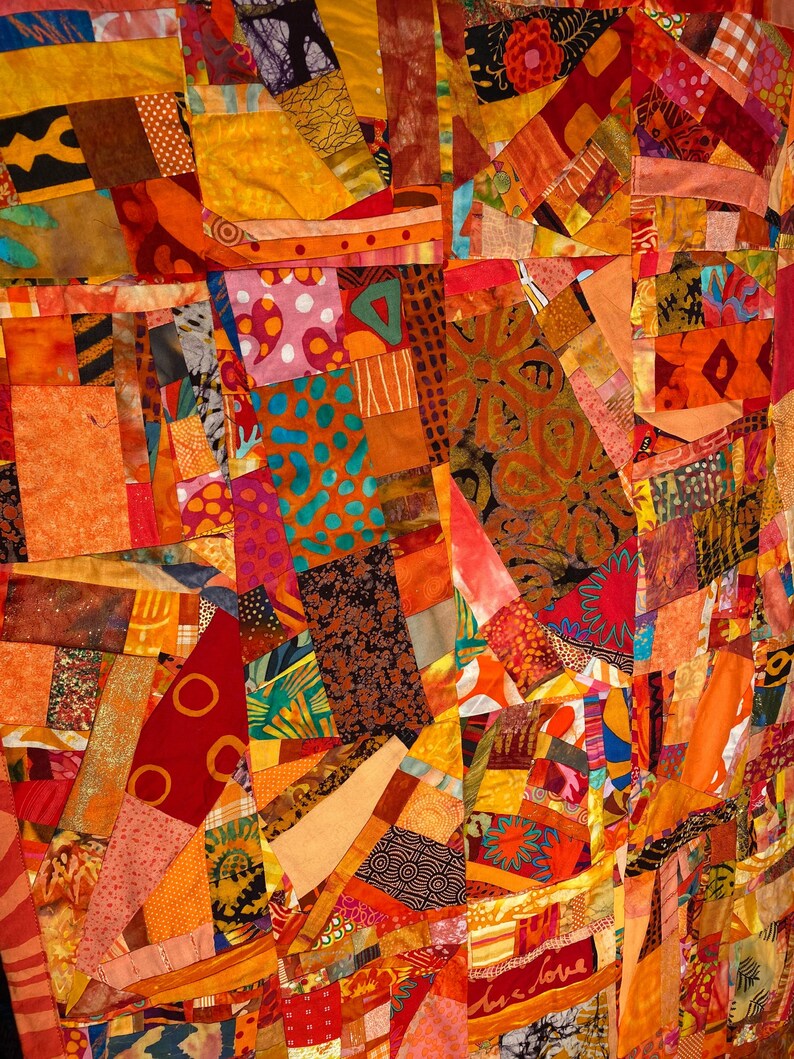 Orange Wall Art//collage Art Quilt Wall Hanging//contemporary Etsy