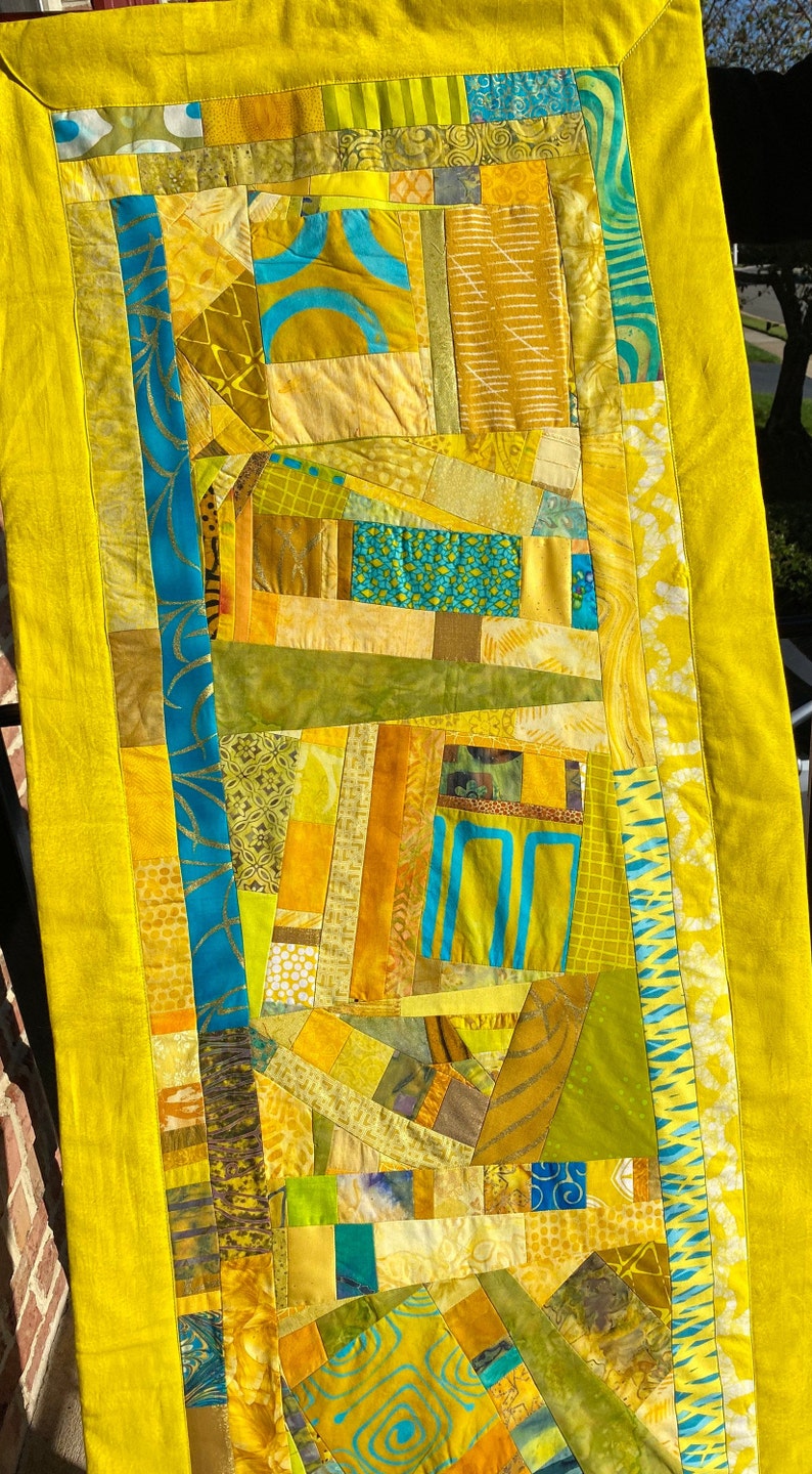 Long Contemporary Quilt Wall Hanging//modern Art Quilt//improv Quilt