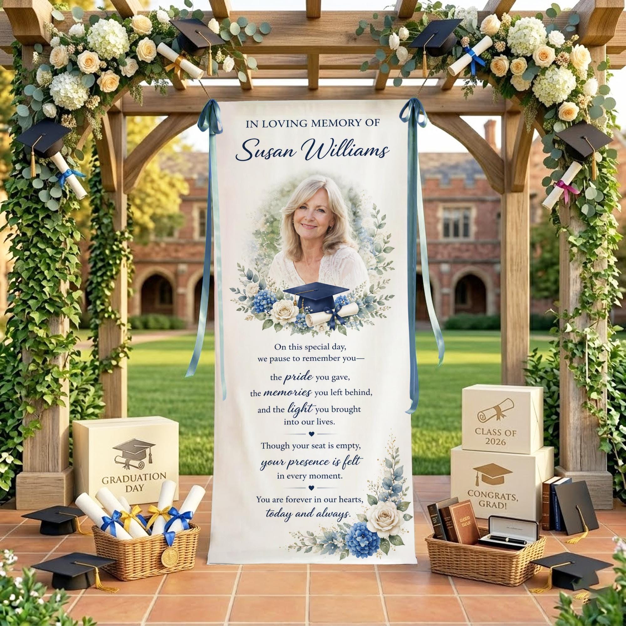 Graduation Chair Rpound Personalized Memorial Graduation Chair Banner, in Loving Memory Photo ...