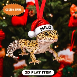 Personlig Leopardgecko Julgransprydnad, Anpassat Namn, Gåva För Reptilälskare