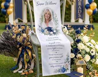 Graduation Memorial Chair Banner, Personalized In Loving Memory Sign, Custom Photo Graduation Tribute Chair Decor