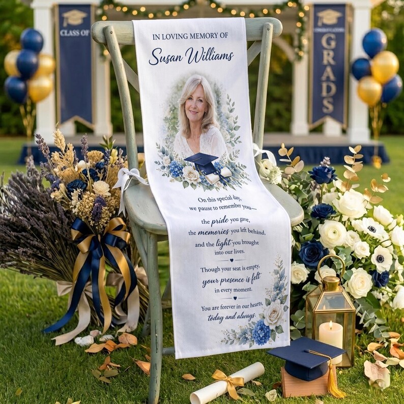 Graduation Chair Rpound Personalized Memorial Graduation Chair Banner, in Loving Memory Photo ...