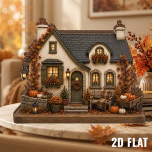 Cozy Autumn Cottage Display, Rustic Farmhouse Tabletop Decor, Pumpkin Harvest Accent