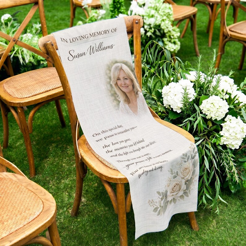 In Memory Chair Custom Photo Wedding Memorial Chair Cover, in Loving Memory Seat Sign ...