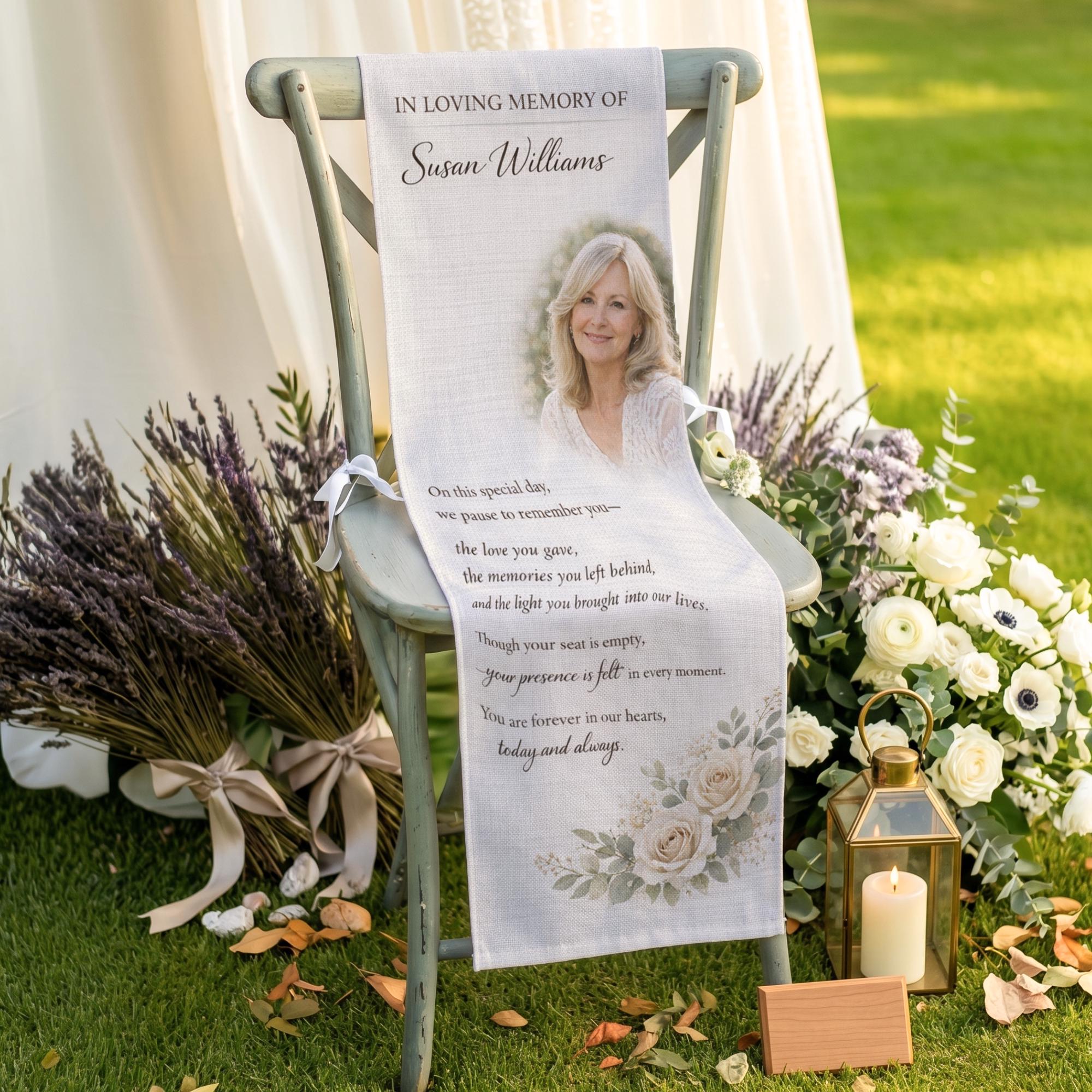In Memory Chair Custom Photo Wedding Memorial Chair Cover, in Loving Memory Seat Sign ...