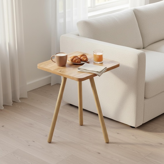 Beistelltisch eckig Holz Skandinavisch, Sofatisch Nachttisch 7 Farben, Wohnzimmer Deko, Geschenk Einzug, 34 cm H 45 cm