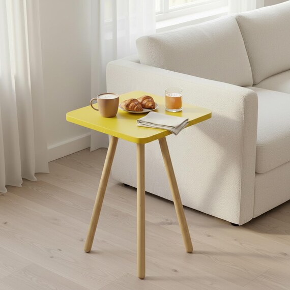 Beistelltisch eckig Holz Skandinavisch, Sofatisch Nachttisch 7 Farben, Wohnzimmer Deko, Geschenk Einzug, 34 cm H 45 cm